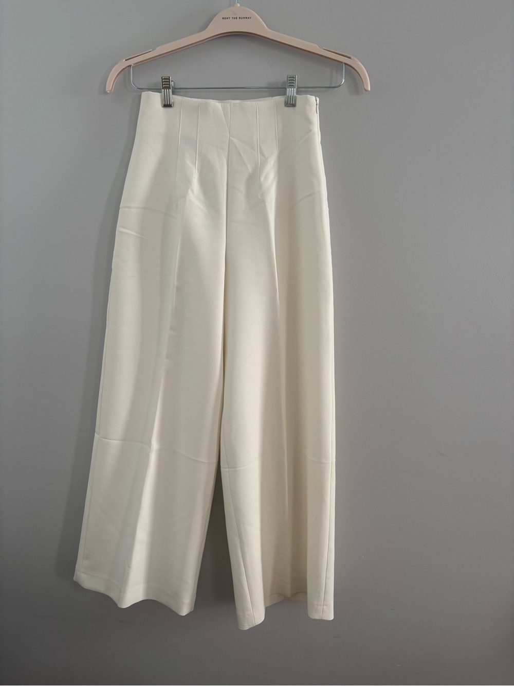 Zara Cream Wide-Leg High-Rise Trousers